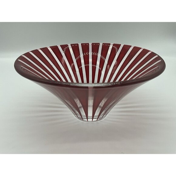 Anders Lindblom "Twist" Bowl Nybro Glassworks Scandinavian Art Glass Red/CLEAR - Picture 6 of 11
